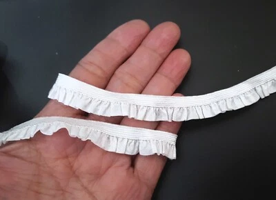 1/2 inch 13mm wide 5 yds - 20 yds White Ruffles 1 Sided Edge Elastic Band EB17 - Image 1 of 4