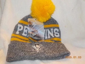 NHL Pittsburgh Penguins gray, white and gold beanie cap hat Youth 8-20 - Picture 1 of 8