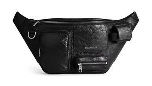 BALENCIAGA MEN'S SUPERBUSY BELTPACK IN BLACK LAMBSKIN - Picture 1 of 4