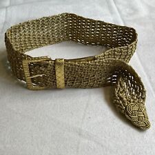 BOTTEGA VENETA Belt Vintage Gold Metallic Braided Macrame Wide Belt Size Medium