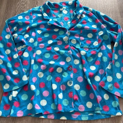 Blusa de pijama rosa 2XL azul branca bolinhas algodão - Imagem 1 de 4