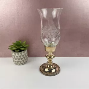 International Silver Co Grapes Fruit Frosted Glass Silver Candle Stick Holder - Picture 1 of 7