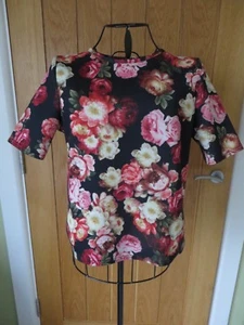 Red Herring black floral top size 10 - Picture 1 of 4
