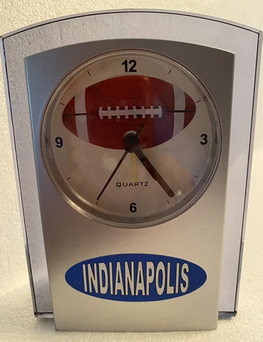 Indianapolis Colts Football Acrylic Quartz Movement Desk Clock, Alarm & Snooze Cover