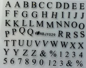 Nail Art 3D Decal Stickers Alphabet Letters Black HBJY029 - Picture 1 of 3