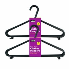 20 x BLACK ADULT PLASTIC COAT HANGER CLOTHES TROUSERS HANGERS TROUSER BAR & LIPS