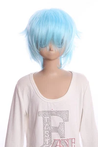 W-01-F8 Re: zero Rem Rei Ayanami azul claro 35 cm corto peluca cosplay escalonada - Imagen 1 de 4