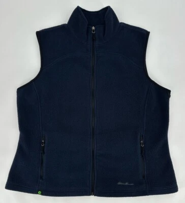 Vintage Eddie Bauer Vest Womens XL Navy Polartec Fleece Full Zip Rugged Workwear - Image 1 of 4
