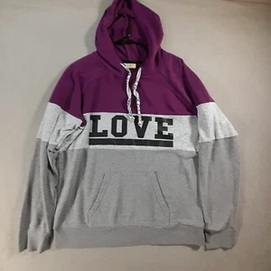 Bobbie Brooks Hoodie Womens XL Pullover Purple and Gray "LOVE" Polycotton - Picture 1 of 10