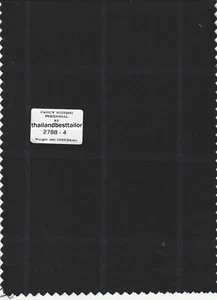 Dark Blue in Light Blue Check Suiting Fabric Best For Suit Pants 5 Yard Fabric - Picture 1 of 2