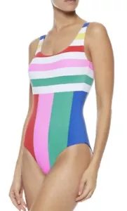 Onia Womens Kelly Rainbow Swimsuit Swimwear Low Back Lined Black Large L - Picture 1 of 6