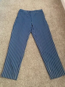 Pantaloni donna Banana Republic Hayden vita alta blu a righe gamba dritta taglia 4 - Foto 1 di 11