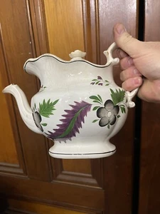 19th C Georgian Staffordshire Pearlware 1820 Era Tea Pot Decorative Use Flowers - Picture 1 of 7