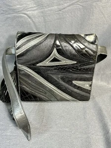 Vintage Sharif Handbag Patchwork Black/gray Made In USA - Picture 1 of 14