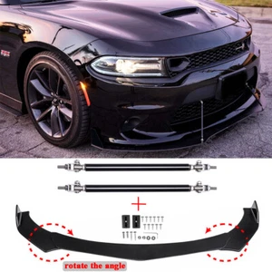 Alerón divisor de labios para parachoques delantero con varillas de puntal para Dodge Challenger SRT SXT RT - Imagen 1 de 10