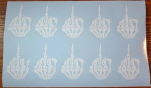 Skeleton Middle Finger Decal Skull Hand-Fuck-You Vinyl Decal for Car lot of 10 - Picture 1 of 3
