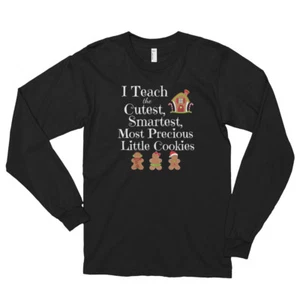 Camisa de manga larga para maestra de Navidad unisex grande negra pan de jengibre galletas - Imagen 1 de 1