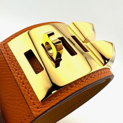 HERMÈS Bracciale Hermes Collier de Chien in Oro Epsom Z Arancione Impegnato Accessorio Autentico