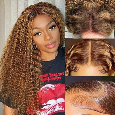 UNICE Peluca Mongolia Destacada Rizada Pre Todo 13x4 Encaje Frontal Cabello Humano EE. UU. Foto 1 de 4