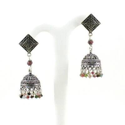 Pendientes Piedras Preciosas Turmalina Natural Hechos a Mano Facetadas Cuentas Oxidadas Jhumki Foto 1 de 2