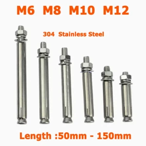 M6 M8 M10 M12 304 Stainless Steel Expansion Bolt Wall Anchor Bolt Screw 50-150mm - Picture 1 of 6