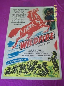 WILDFIRE Orig.1945 Movie Poster OS(27"x41") Western Horse Story Bob Steele - Picture 1 of 10