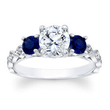Real 1.71 Ct Blue Sapphire Gemstone Diamond Ring 950 Platinum Rings Size 5 6 7 8