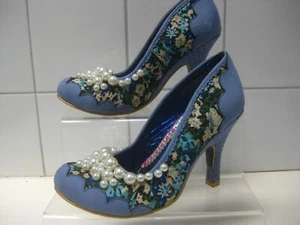 ZAPATOS CENICIENTA ELECCIÓN IRREGULAR 4 37 azul imitación gamuza corte tacones altos perlas - Imagen 1 de 17