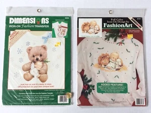 Transferencia de tela de hierro Dimensions FashionArt - lote de 2 - ángel de vacaciones - oso - Imagen 1 de 4