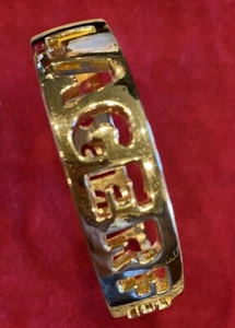 AUTHENTIC VINTAGE KARL LAGERFELD GOLD PALTED LOGO BANGLE BRACELET  - Picture 1 of 4