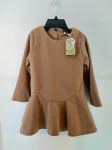New Richie House Girl's Dress Size 5 Tan Long Sleeve Zipper Back Warm and Comfy - Picture 1 of 9