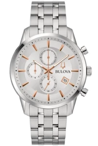 Bulova Men's Watch Sutton Chrono 96B411 Steel-Mineral Glass-Case 41 Mm-Wr - Picture 1 of 5