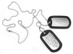 COLLIER PLAQUE MILITAIRE DOG TAGS ARMY ORIGINAL ! - Foto 1 di 3