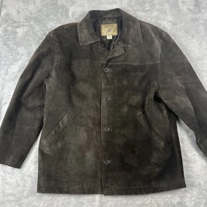 J Khaki Suede Jacket Men's XL Brown Chore Barn Coat Lined Pockets - Picture 1 of 7