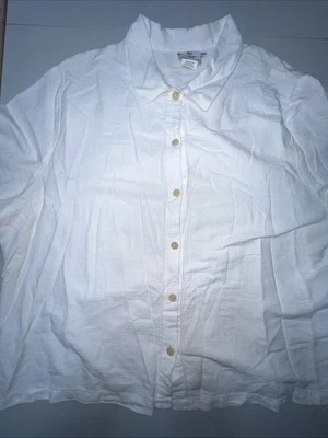 Lo último Algodón By Marc Ware Para Mujer 3X Plus Blanco Algodón Informal Resort Top Corto Slv Foto 1 de 4