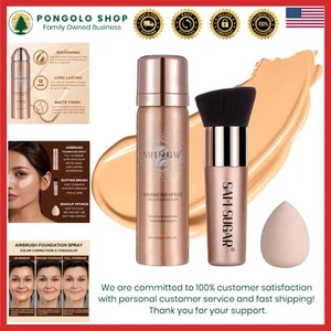 Liquid Foundation Spray Full-Coverage Matte Finish Concealer with Brush & Sponge - Picture 1 of 9