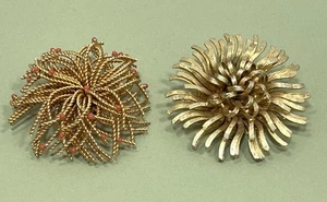 Vintage Cordelia Feuerwerk Design Brosche Anstecknadel Lot goldfarben 2 Stück unsigniert 2,5 Zoll - Bild 1 von 16