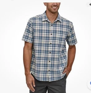 Camisa Patagonia Para Hombres Algodón Orgánico Slub Popelina Grande Azul Abotonada - Imagen 1 de 8