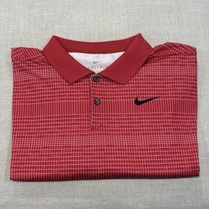 Nike Dri Fit Golf Polo Shirt Mens Large Tall LT Red Check Standard Fit - Picture 1 of 9