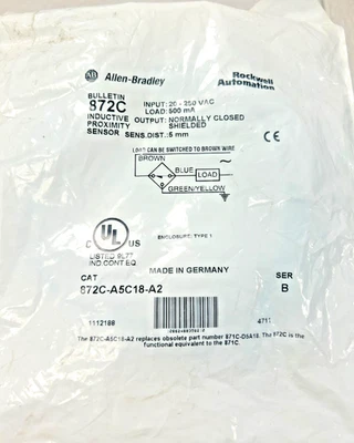 Allen Bradley Inductive Proximity Sensor 872C-A5C18-A2 Series B (Lot of 3) - Image 1 of 4