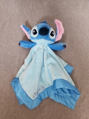 Disney Stitch Lovey Security Blanket Plush Toy Soft Baby Blue Satin - Image 1 of 4