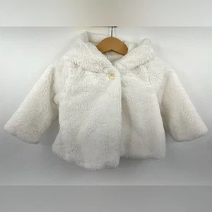 Antiguo Abrigo Difuso Bebé Azul Marino 6-12mo Blanco Piel Sintética 0241 Invierno Navidad Pascua - Imagen 1 de 8