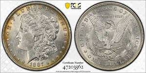 1887 O Morgan Silver Dollar PCGS AU58, Almost Uncirculated, TrueView Photo C8229 - Picture 1 of 1