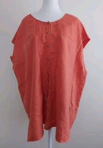 Marco Polo Pure Linen Blouse Button Up Terracotta  Sz 24 Autum Layering  - Bild 1 von 7