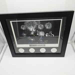 Set 4 monete parco Disney World incorniciato arte regno magico EPCOT regno animale MGM - Foto 1 di 8