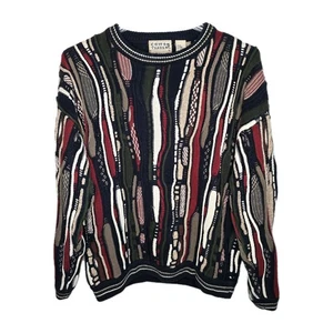 Cotton Traders Cable Knit Sweater Pullover 3D Coogi Style Hip Hop Biggie Y2K 90s - Picture 1 of 11