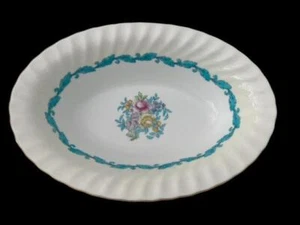 MINTON ARDMORE PATTERN TURQUOISE & IVORY BONE CHINA VEGETABLE BOWL S-363 MINT - Picture 1 of 4