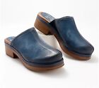 New Miz Mooz Lunea Clog Women's Blue River Leather Slip On Shoes Sz 6.5-7 M