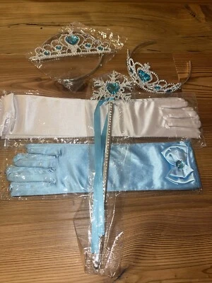 Niñas Princesa Lote Guantes Blanco Disfraz Vestir Halloween Nuevos Guantes Varita Corona Foto 1 de 4