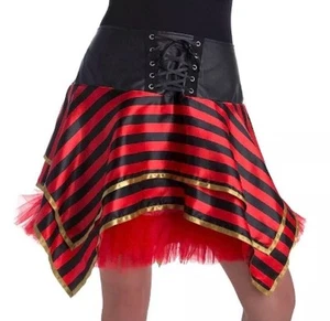 NWT Women's Pirate Tutu Striped One Size Fits Most Black Red Halloween Dress Up - Picture 1 of 6